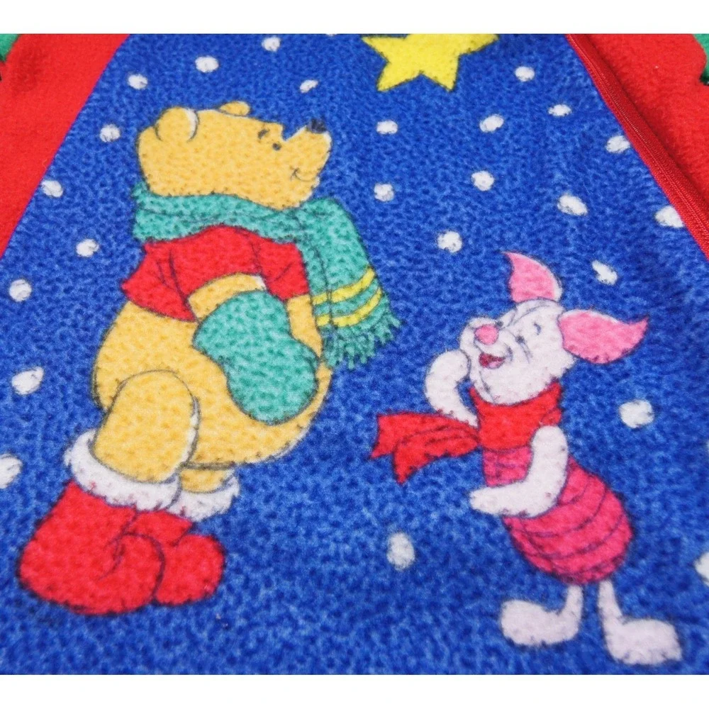 Vintage Disney Pooh Winnie the Pooh Piglet Fleece Sleeper Baby Toddler Size 2